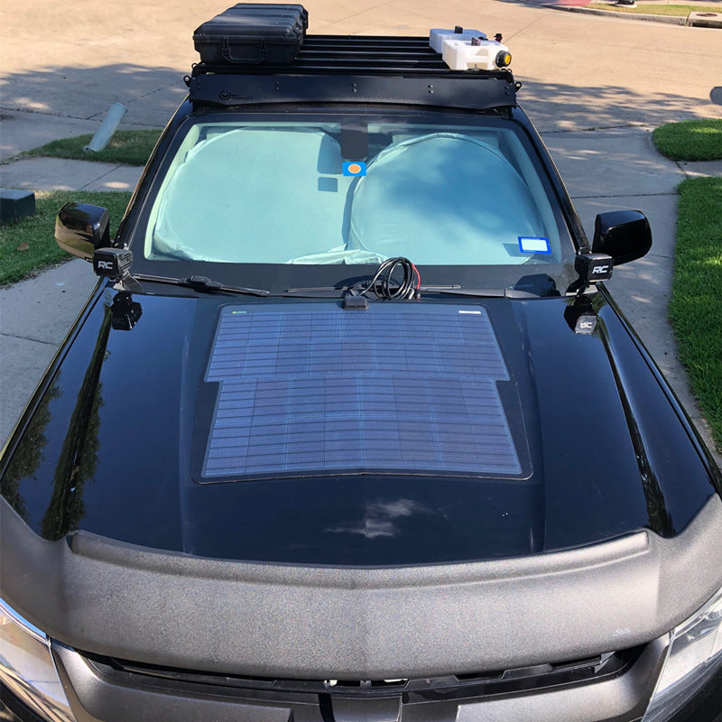 Load image into Gallery viewer, Chevrolet Colorado (2015-2021) Lensun 85W Hood Flexible Solar Panel
