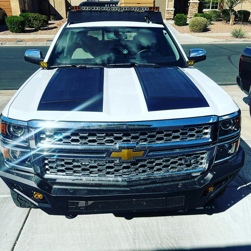 Load image into Gallery viewer, Chevrolet Silverado 1500 (2014-2015) Lensun 110W Hood Flexible Solar Panel
