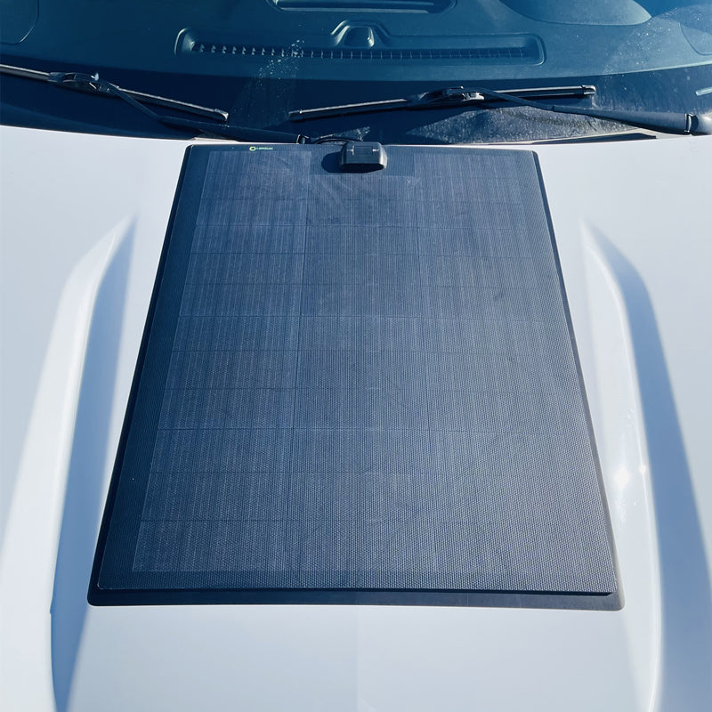 Load image into Gallery viewer, Chevrolet Silverado 1500 Z71 Trail Boss (2019-2022) Lensun 60W Hood Flexible Solar Panel
