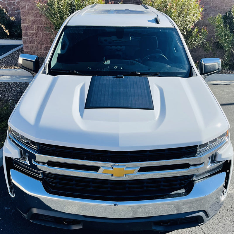 Load image into Gallery viewer, Chevrolet Silverado 1500 Z71 Trail Boss (2019-2022) Lensun 60W Hood Flexible Solar Panel
