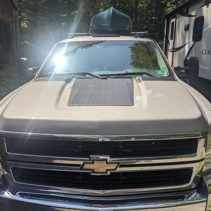 Load image into Gallery viewer, Chevrolet Silverado 2500HD 3500HD (2007-2014) Lensun 75W Hood Flexible Solar Panel
