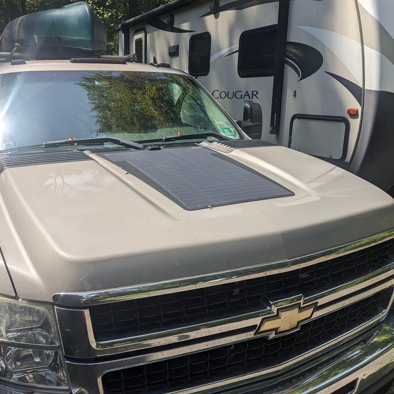 Load image into Gallery viewer, Chevrolet Silverado 2500HD 3500HD (2007-2014) Lensun 75W Hood Flexible Solar Panel
