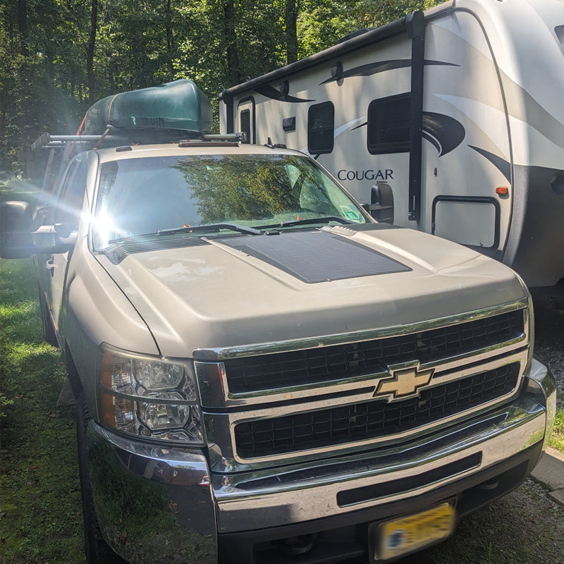 Load image into Gallery viewer, Chevrolet Silverado 2500HD 3500HD (2007-2014) Lensun 75W Hood Flexible Solar Panel
