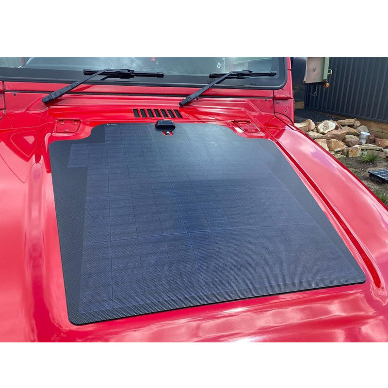 Load image into Gallery viewer, Jeep Wrangler TJ/LJ (2003-2006) Lensun 82W Hood Flexible Solar Panel
