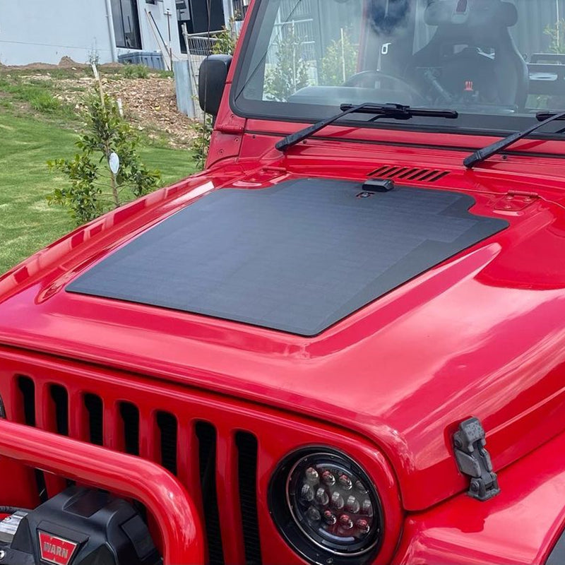Load image into Gallery viewer, Jeep Wrangler TJ/LJ (2003-2006) Lensun 82W Hood Flexible Solar Panel
