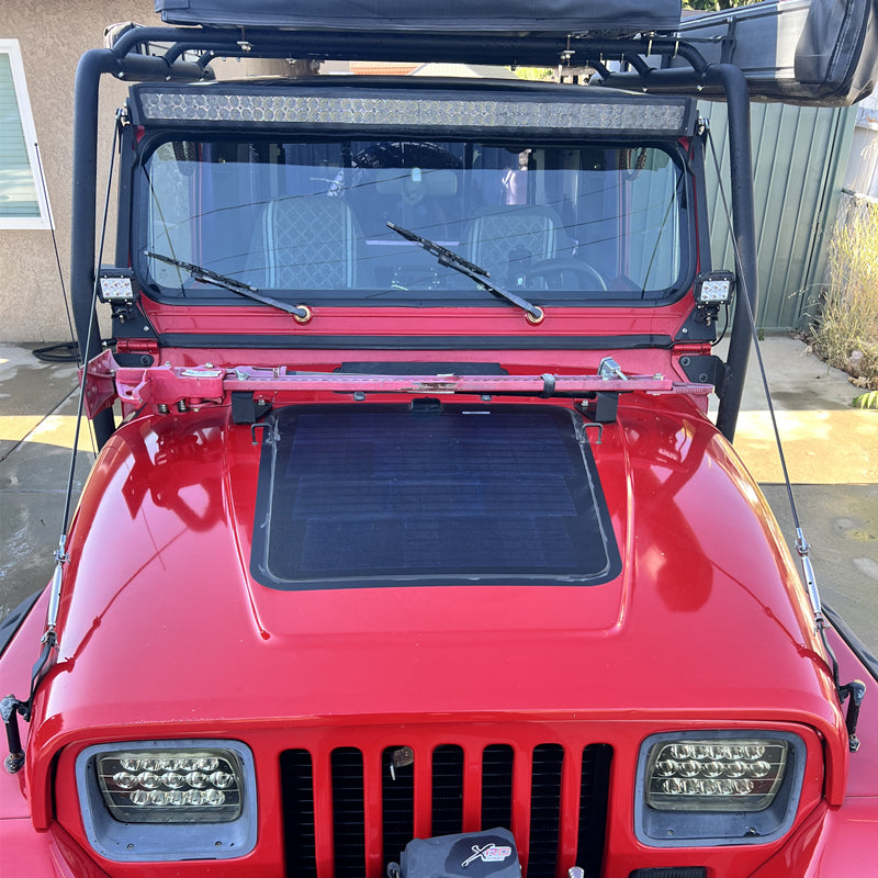 Load image into Gallery viewer, Jeep Wrangler YJ (1987-1995) Lensun 65W Hood Flexible Solar Panel

