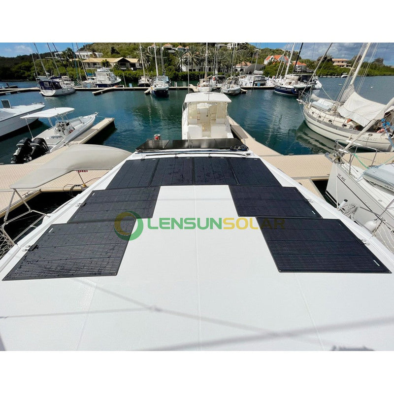 Load image into Gallery viewer, LensunSolar 150W 200W Flexible Solar Panel Installed on a Yacht
